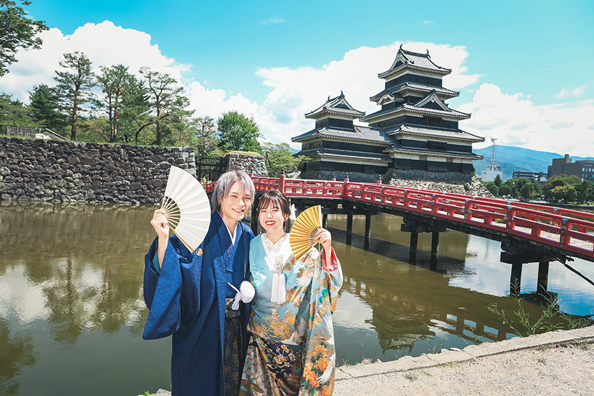 松本城　結婚写真