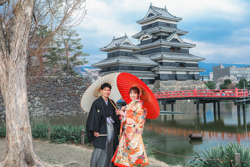 松本城和装ウェディング前撮り