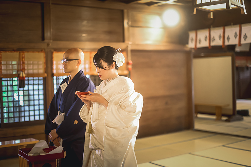 四柱神社神前式三々九度の儀